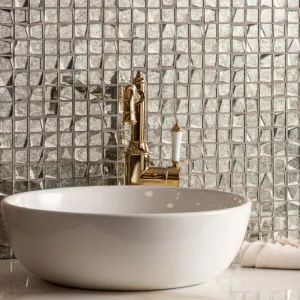 50mm Facet Mosaic Antique Mirror White