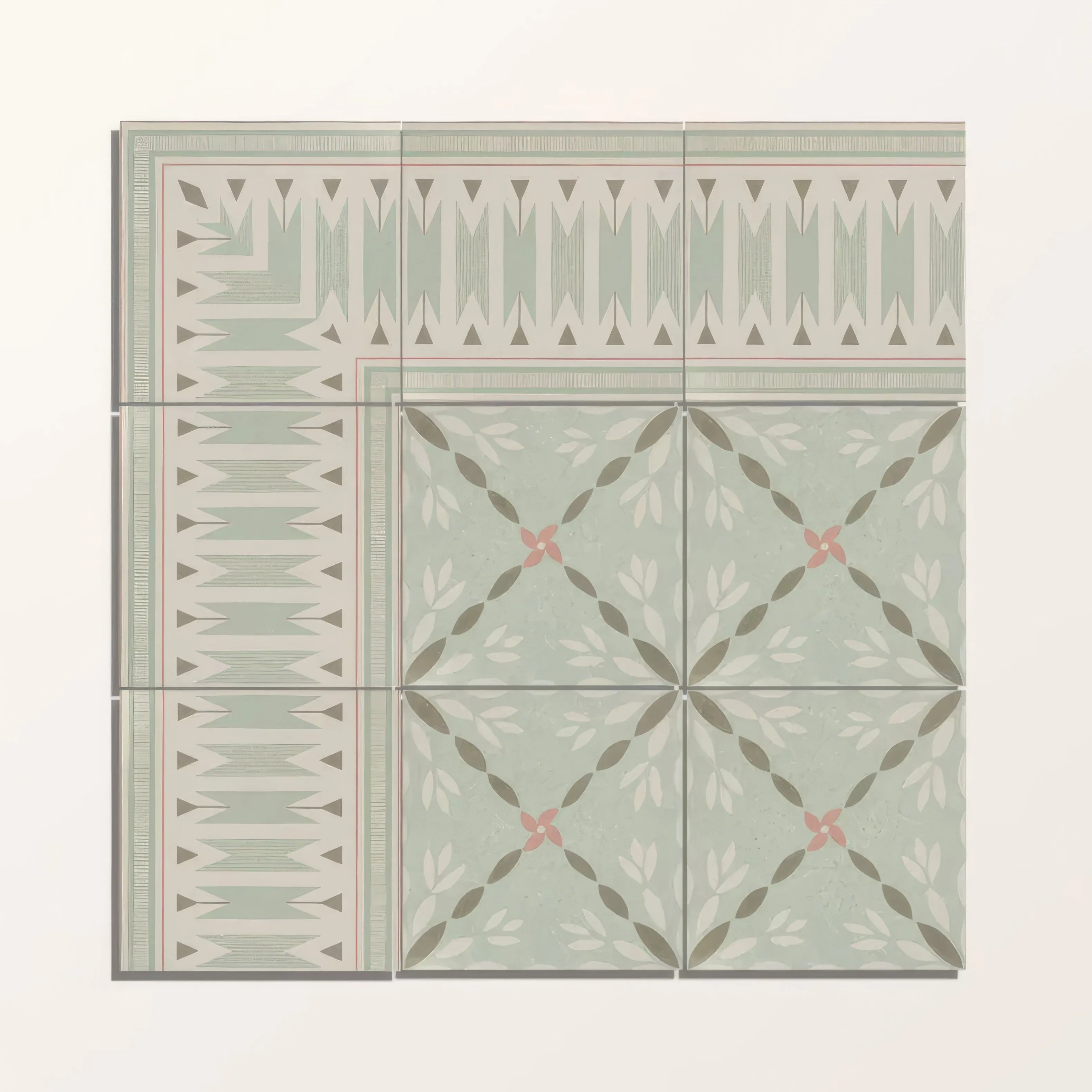 Adventuras Ziggy Border Olive Porcelain