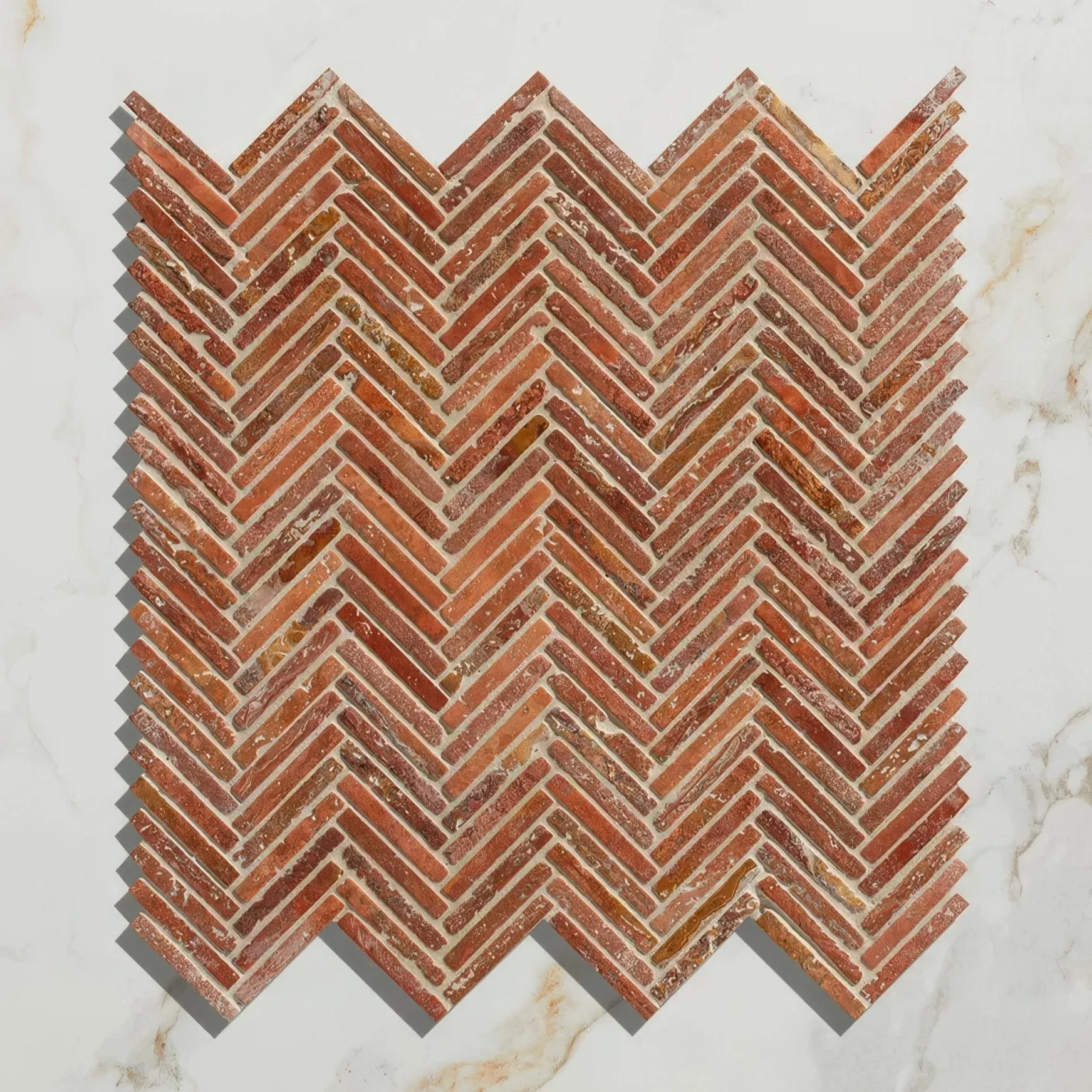 Athens Rosso Travertine Mosaic