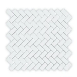 Aurora Herringbone White mosaic