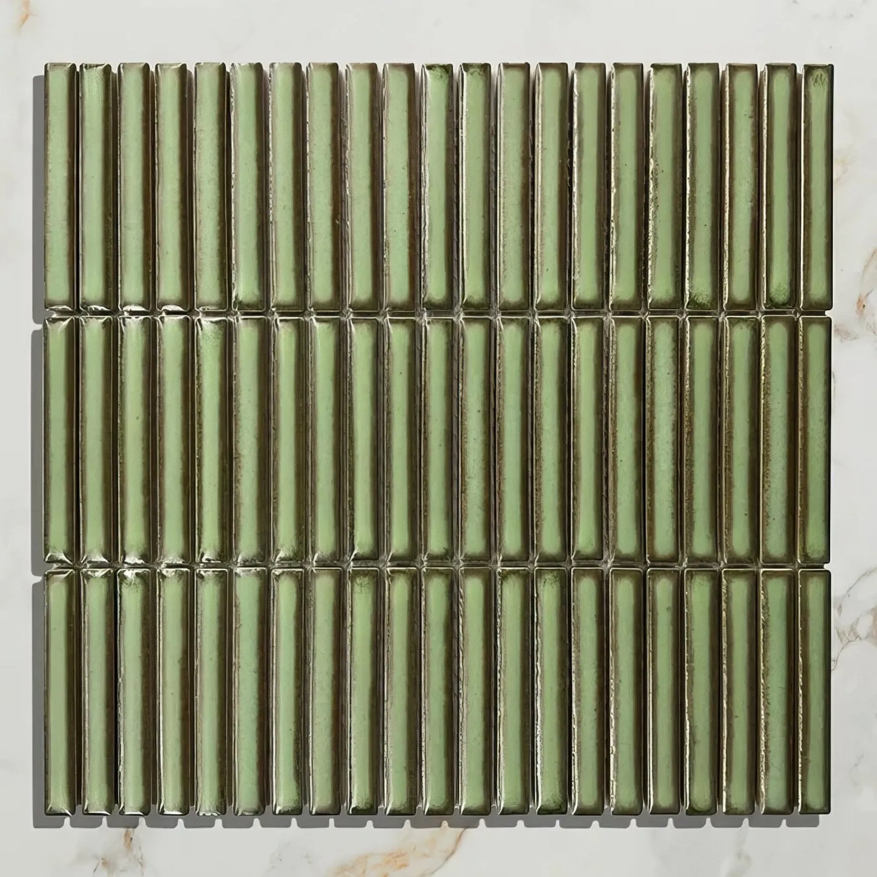 Bamboo Lustre Porcelain Mosaic Avocado