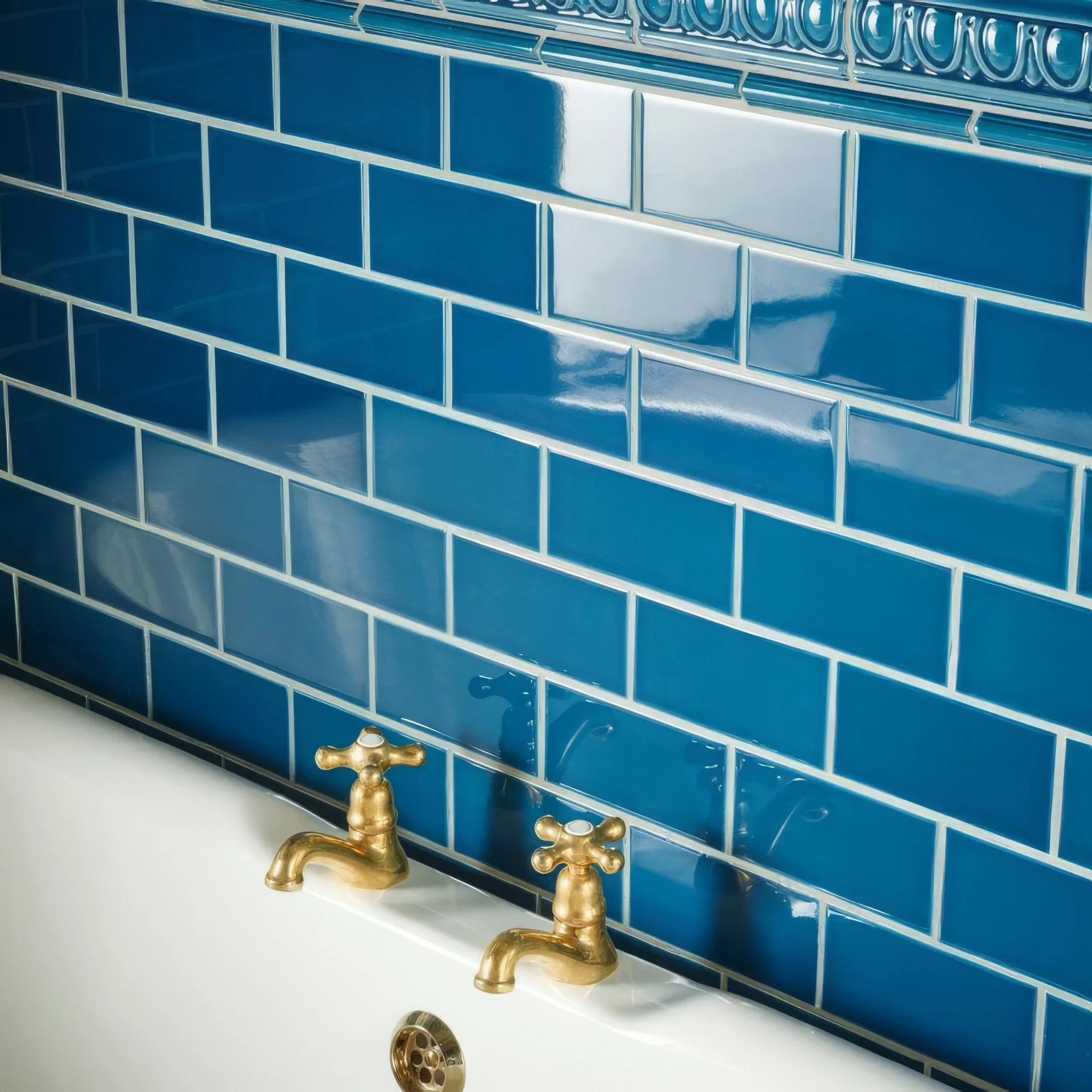 Baroque Blue Half Tile