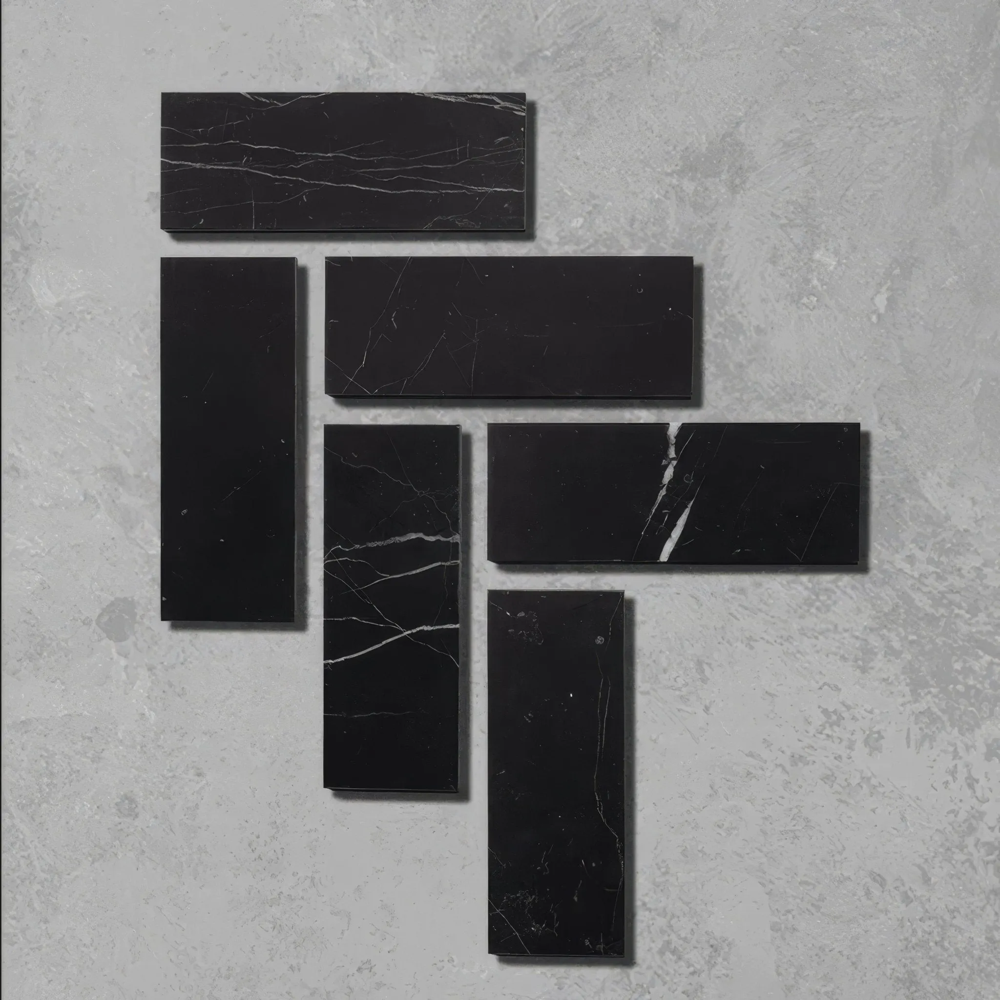Black Herringbone Honed Marble Tile