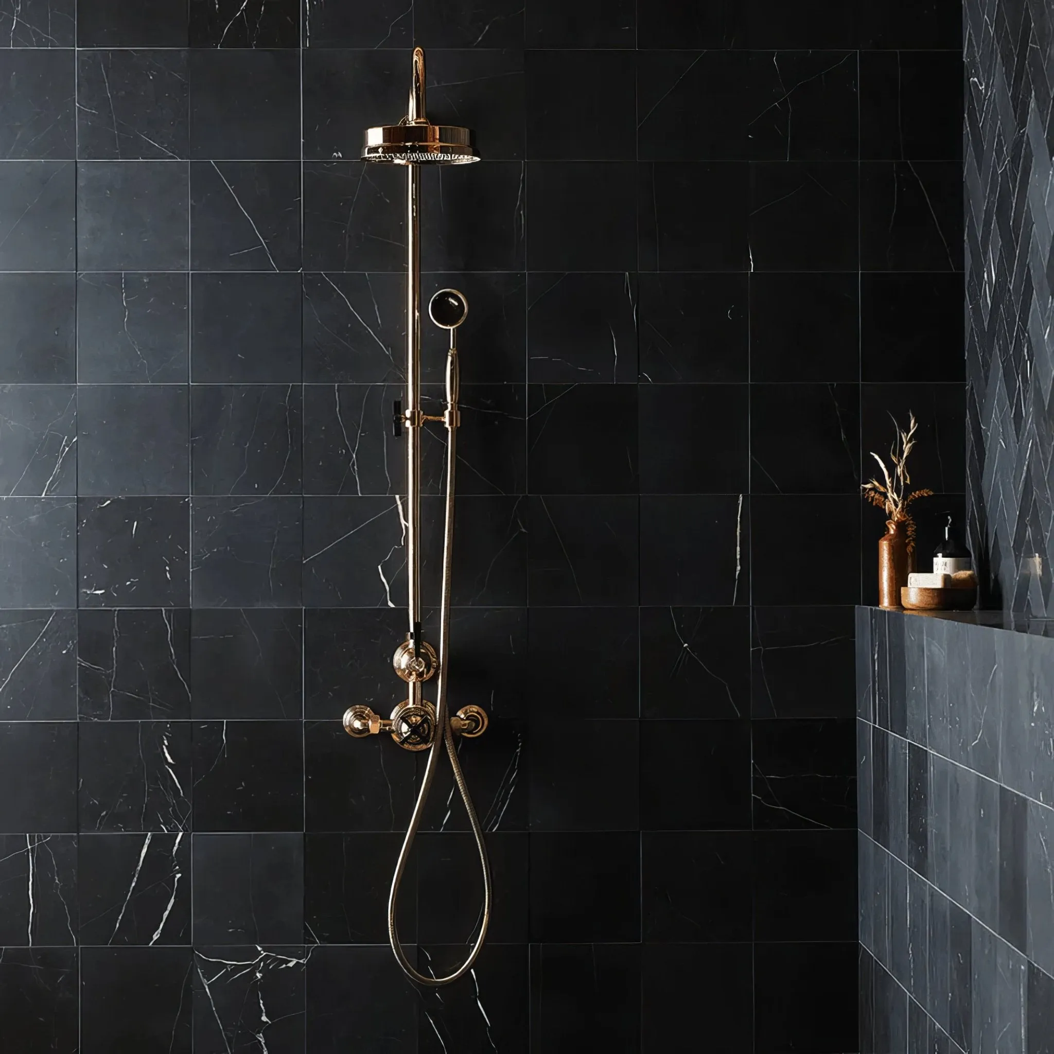 Black Veined Square Honed Marble