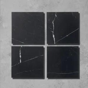 Black Veined Square Honed Marble