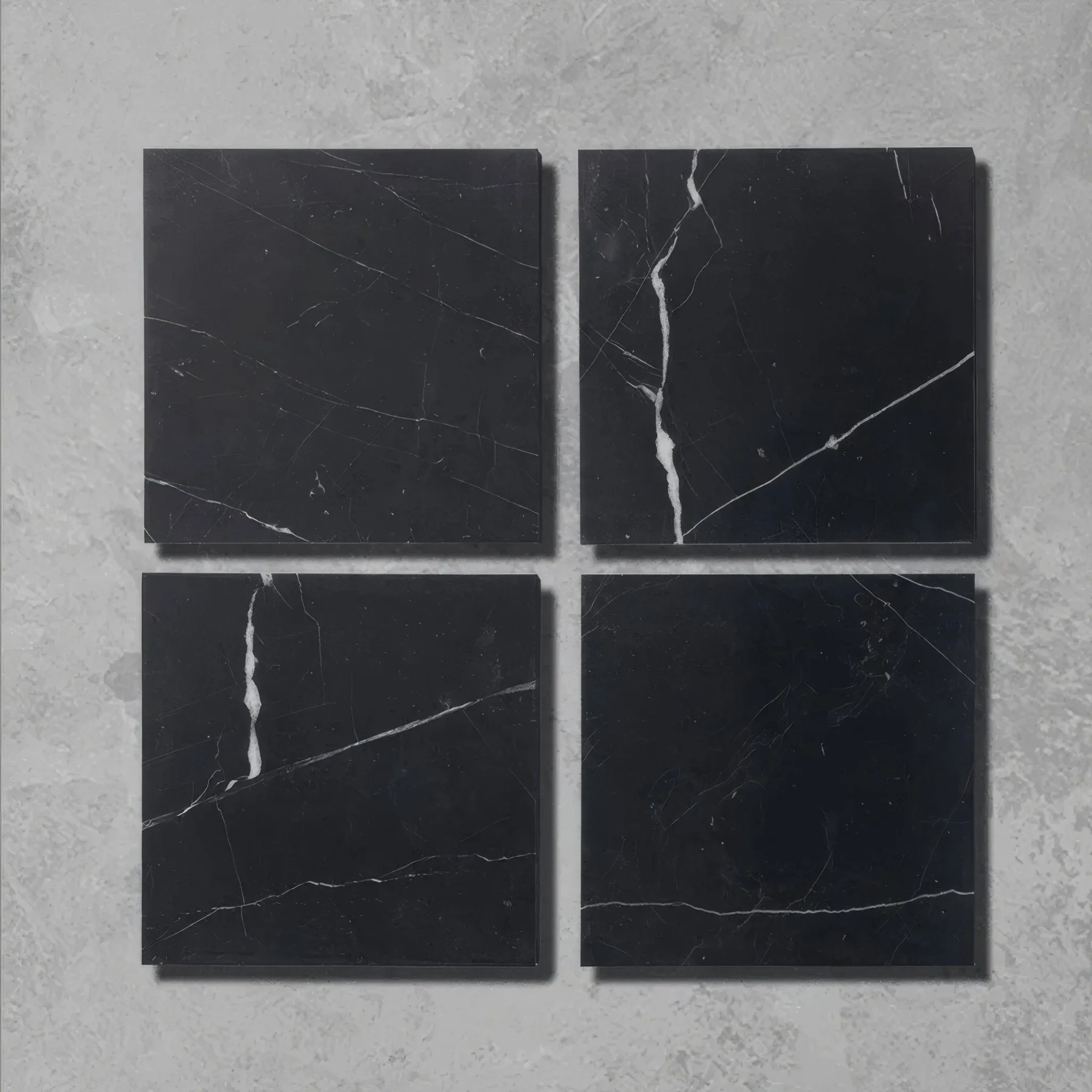 Black Veined Square Honed Marble