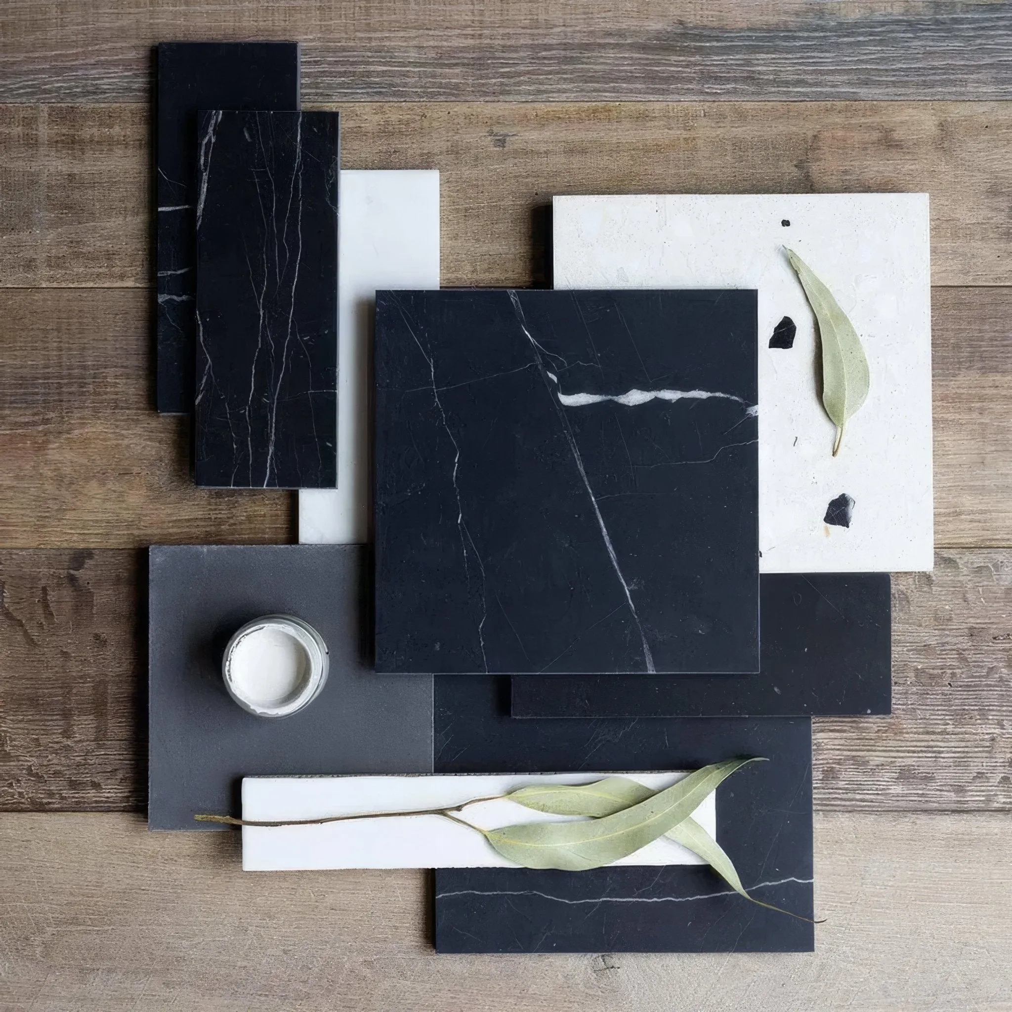 Black Veined Square Honed Marble
