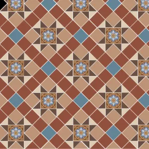 Blenheim Blue, Brown, Buff, Red & White with Livingstone Blue on Buff