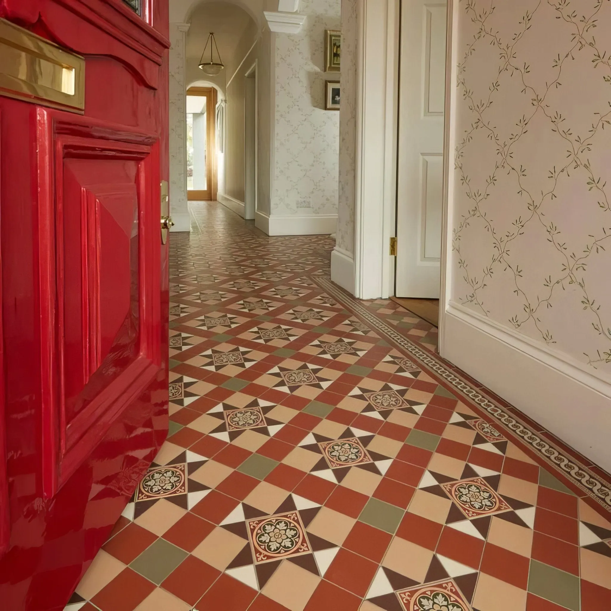 Blenheim Brown, Buff, Green, Red & White with Livingstone Green on Buff