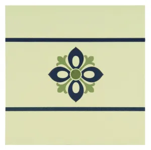 Bohemia Border Dublin, Khaki and Dark Blue on White