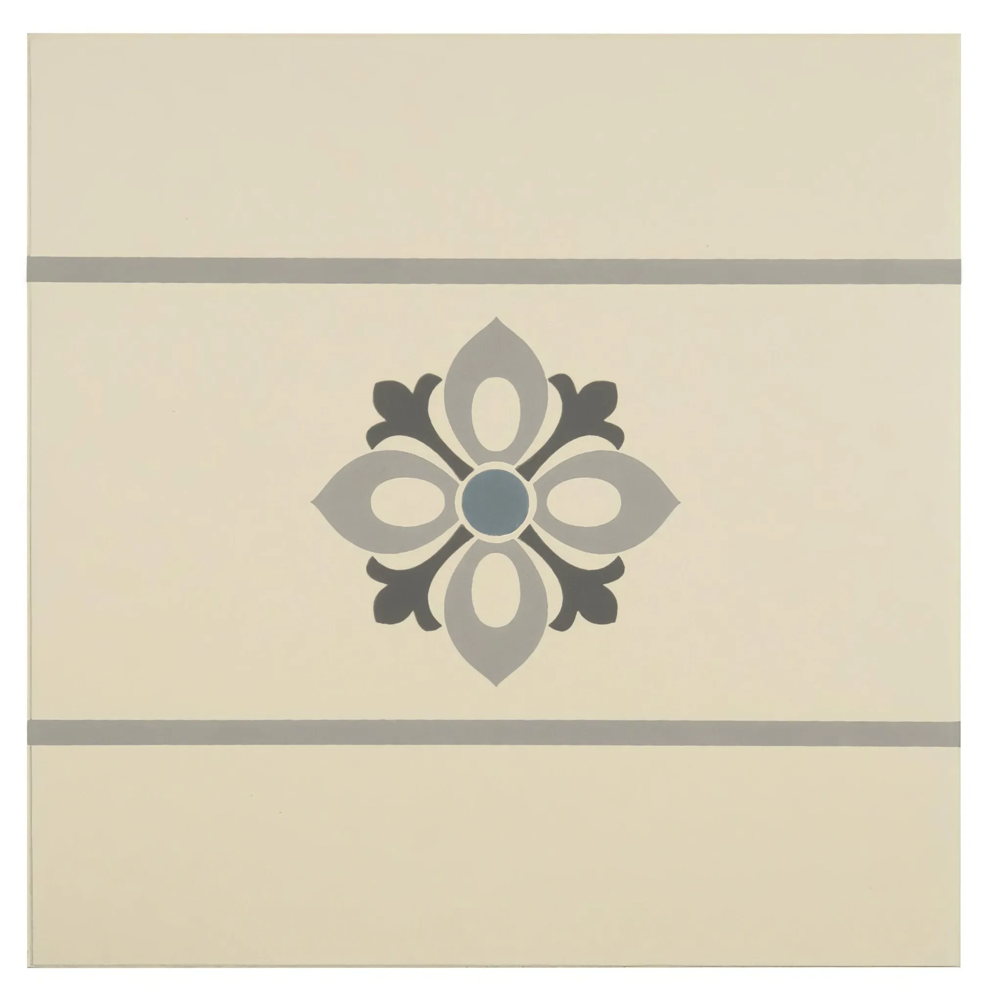 Bohemia Border Light Blue, Light Grey and Dark Grey on White