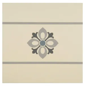 Bohemia Border Light Blue, Light Grey and Dark Grey on White