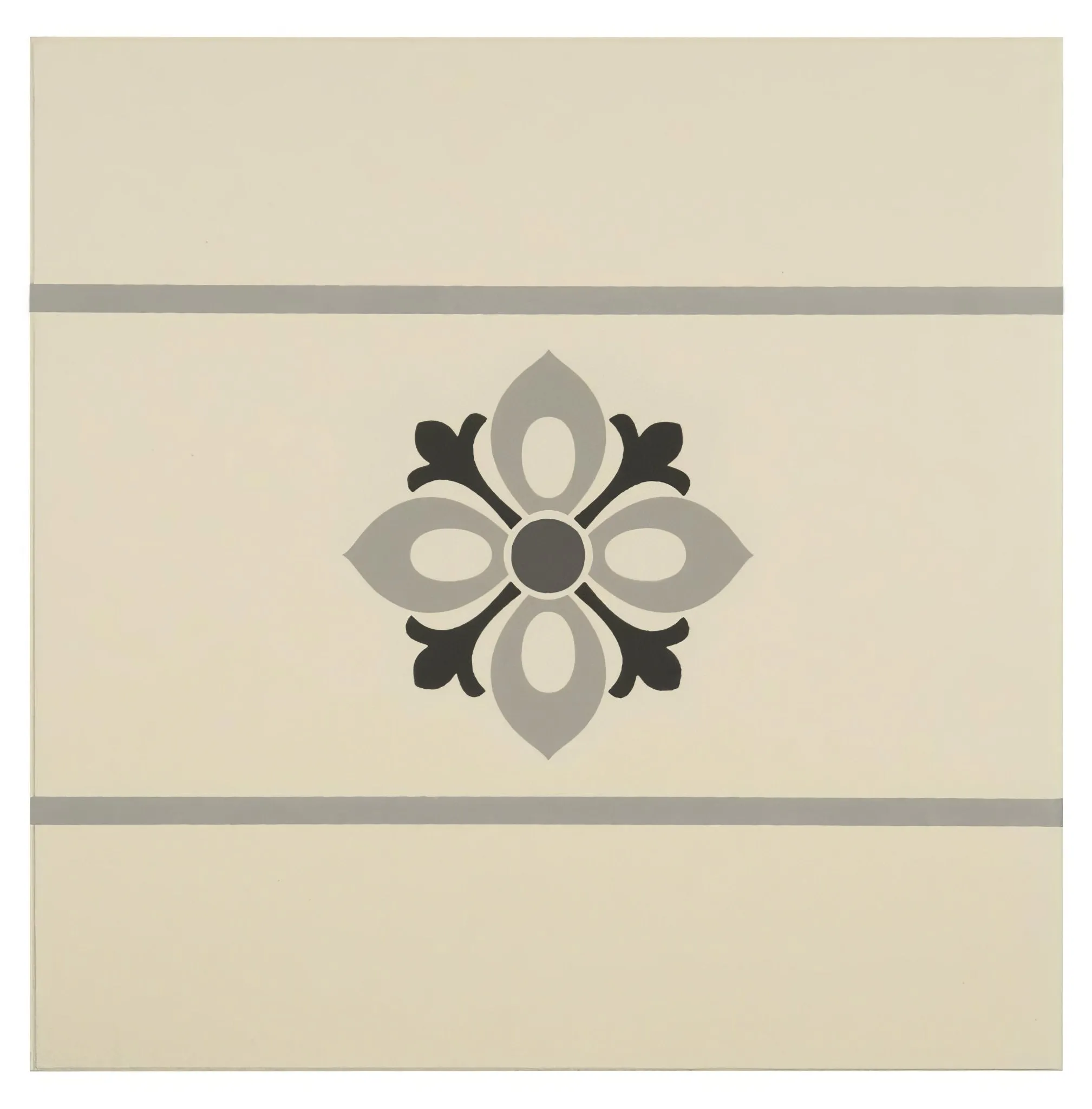 Bohemia Border Light Grey, Dark Grey and Black on White