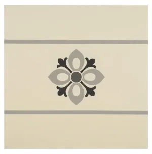Bohemia Border Light Grey, Dark Grey and Black on White