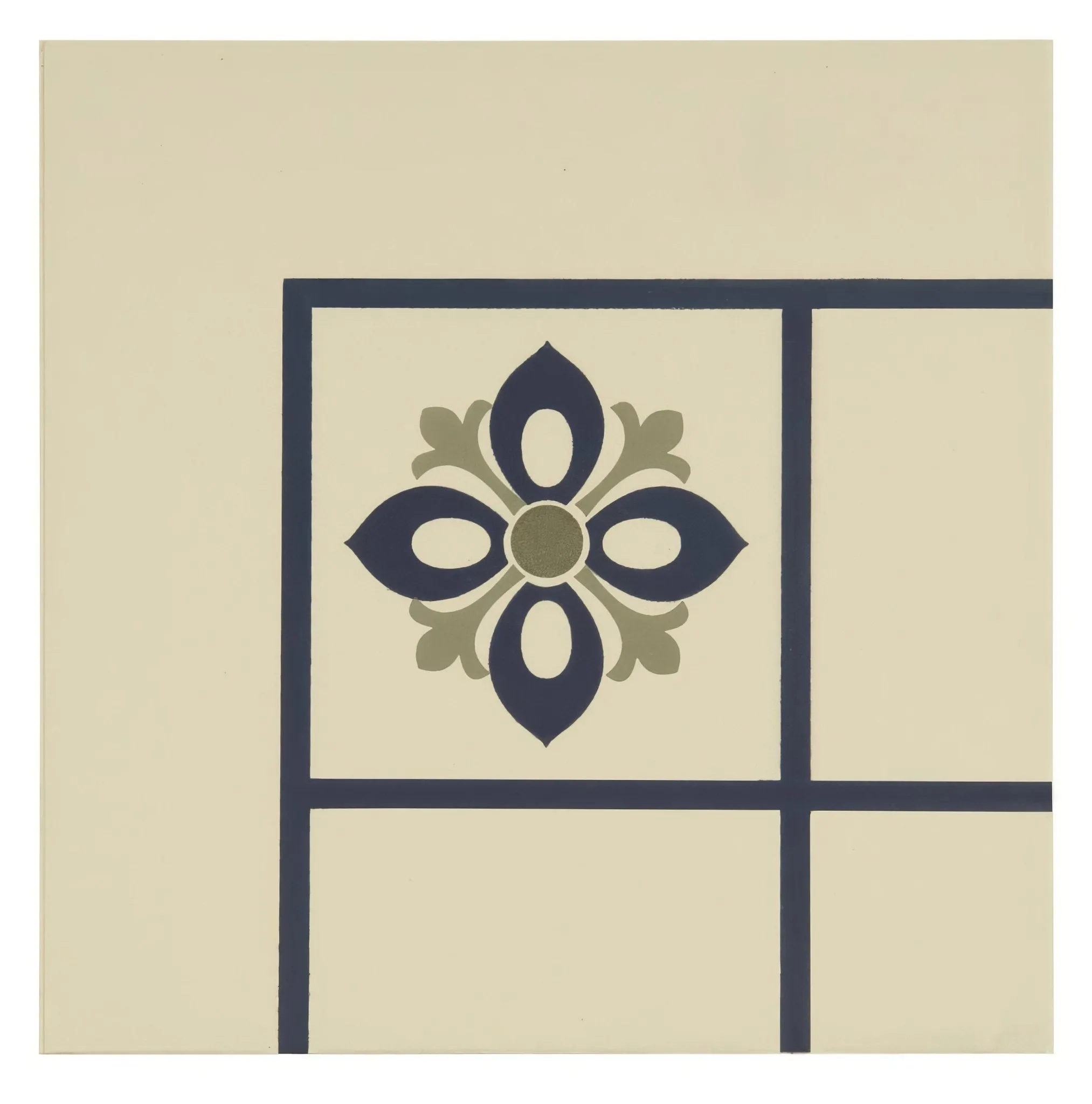 Bohemia Corner Dublin, Khaki and Dark Blue on White