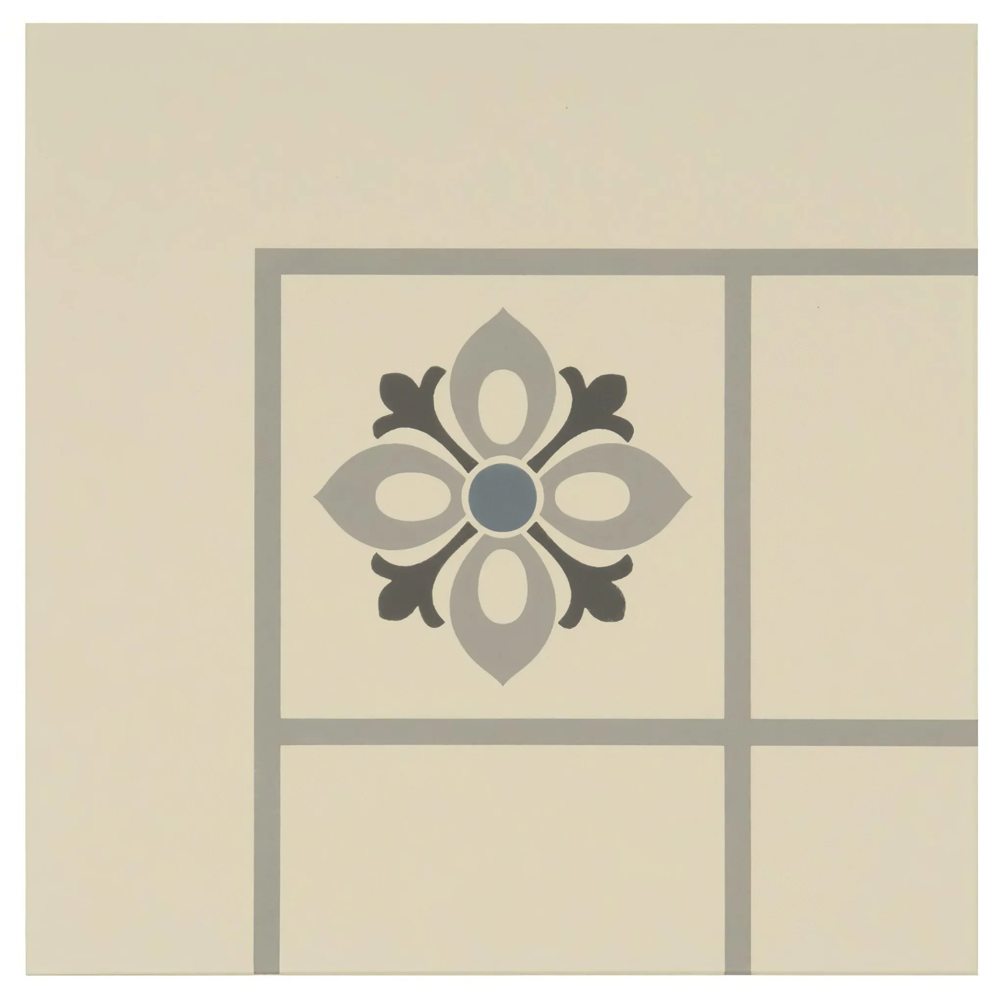 Bohemia Corner Light Blue, Light Grey and Dark Grey on White