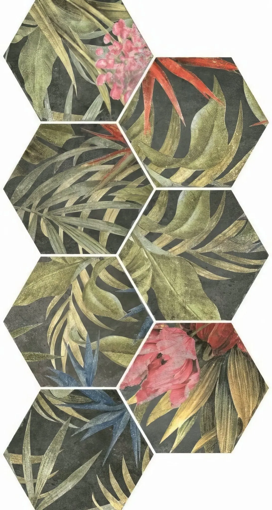 Botanical Hexagon Black Floral