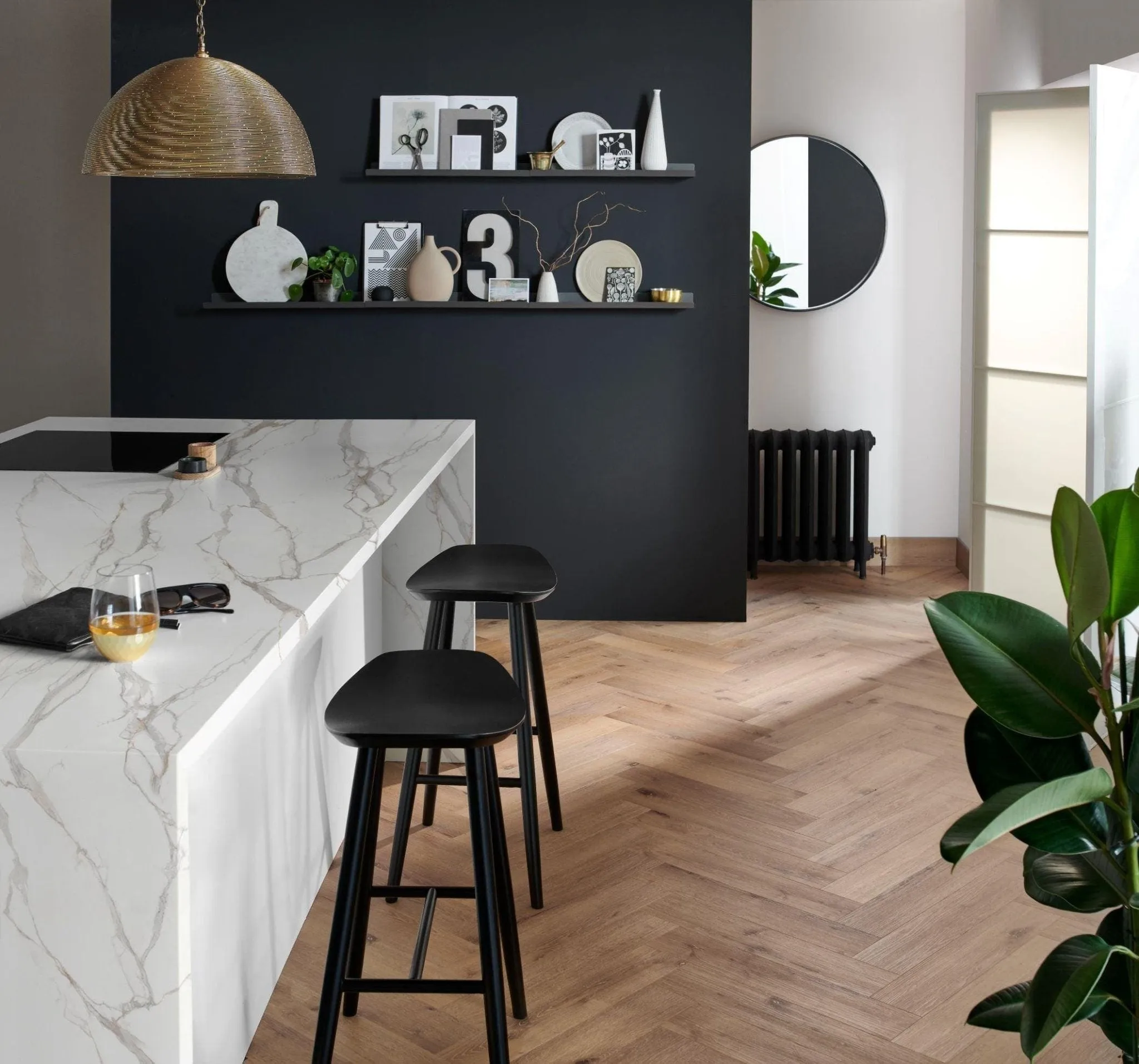Brecon Blanche Oak Herringbone
