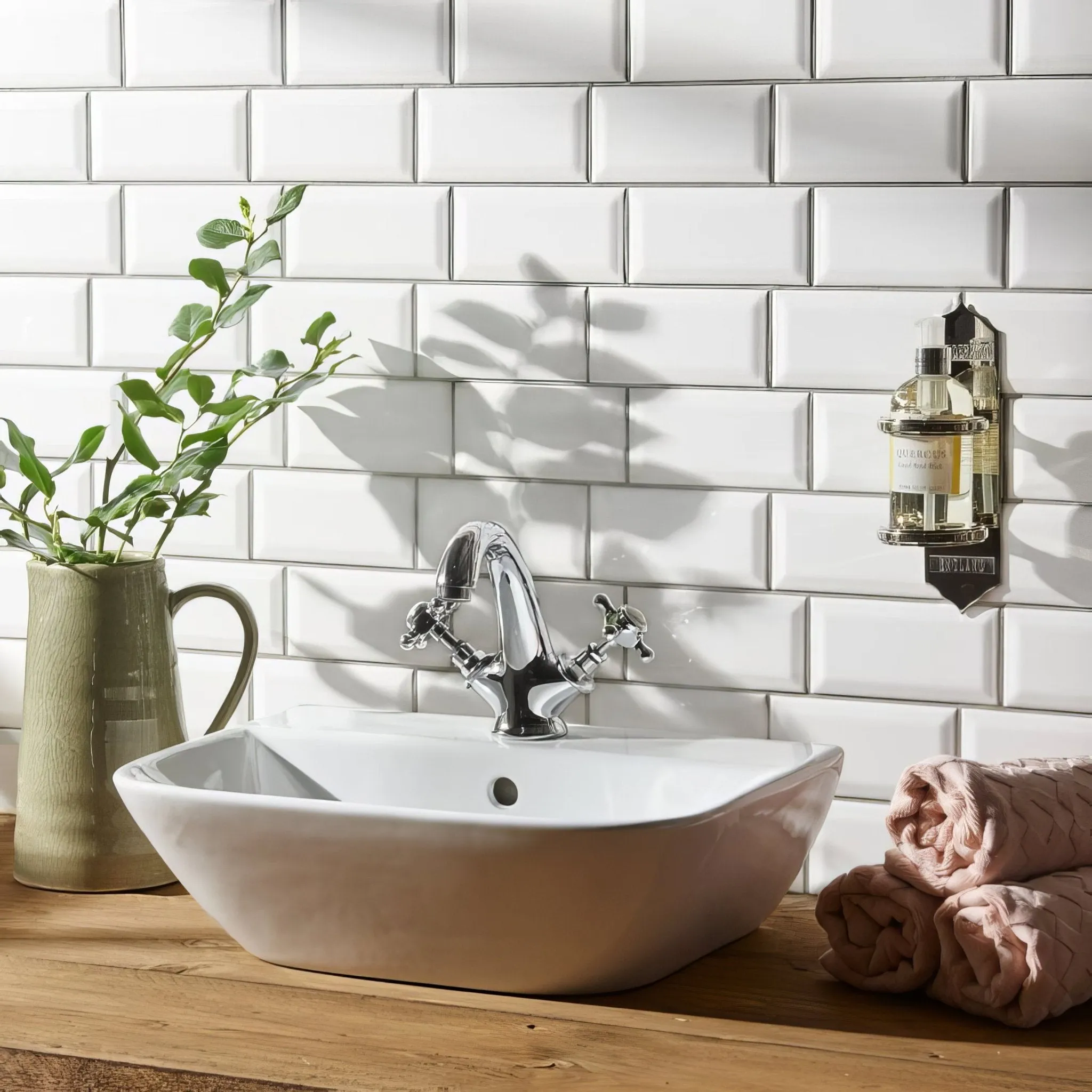 Brilliant White Metro Bevelled Tile