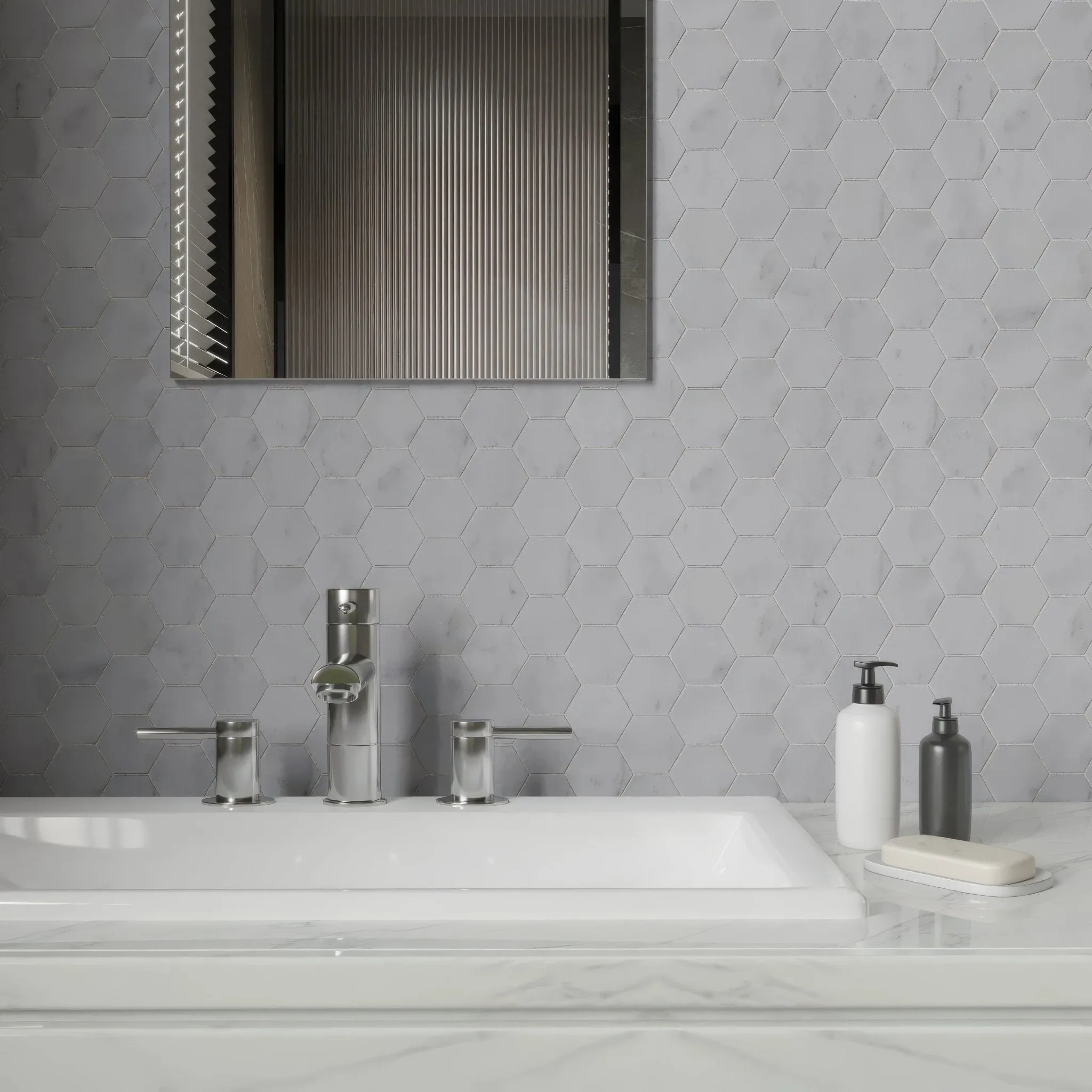 Carrara White Hexagon Mosaic Tile