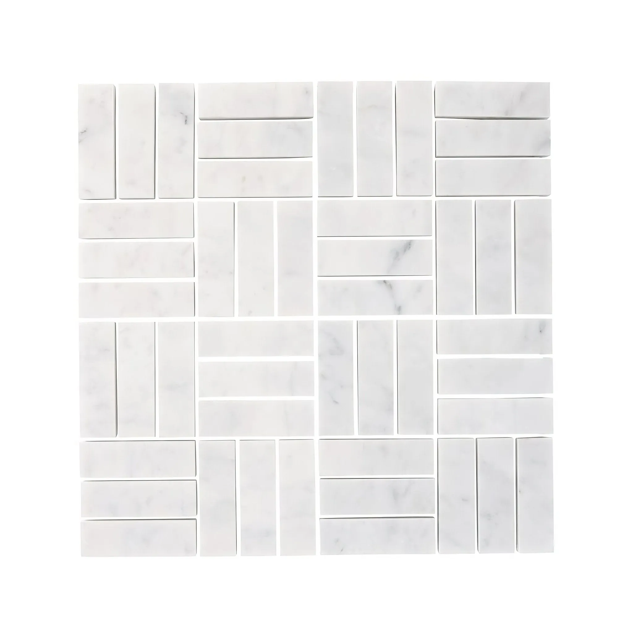 Carrara White Jenga Mosaic