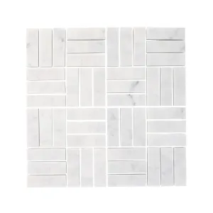 Carrara White Jenga Mosaic
