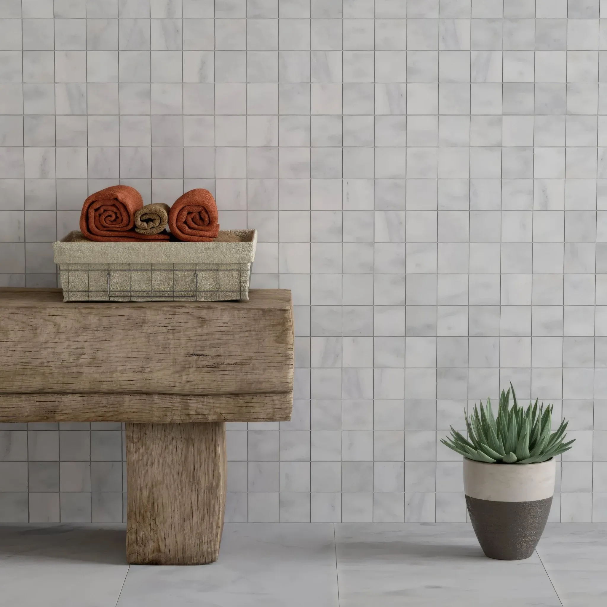 Carrara White Marble 48mm Mosaic Tile