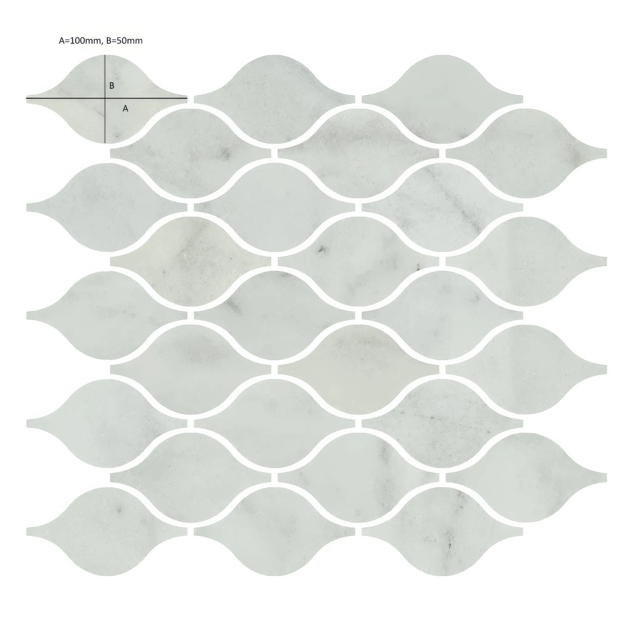 Carrara White Marble Teardrop Mosaic Tile