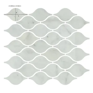 Carrara White Marble Teardrop Mosaic Tile