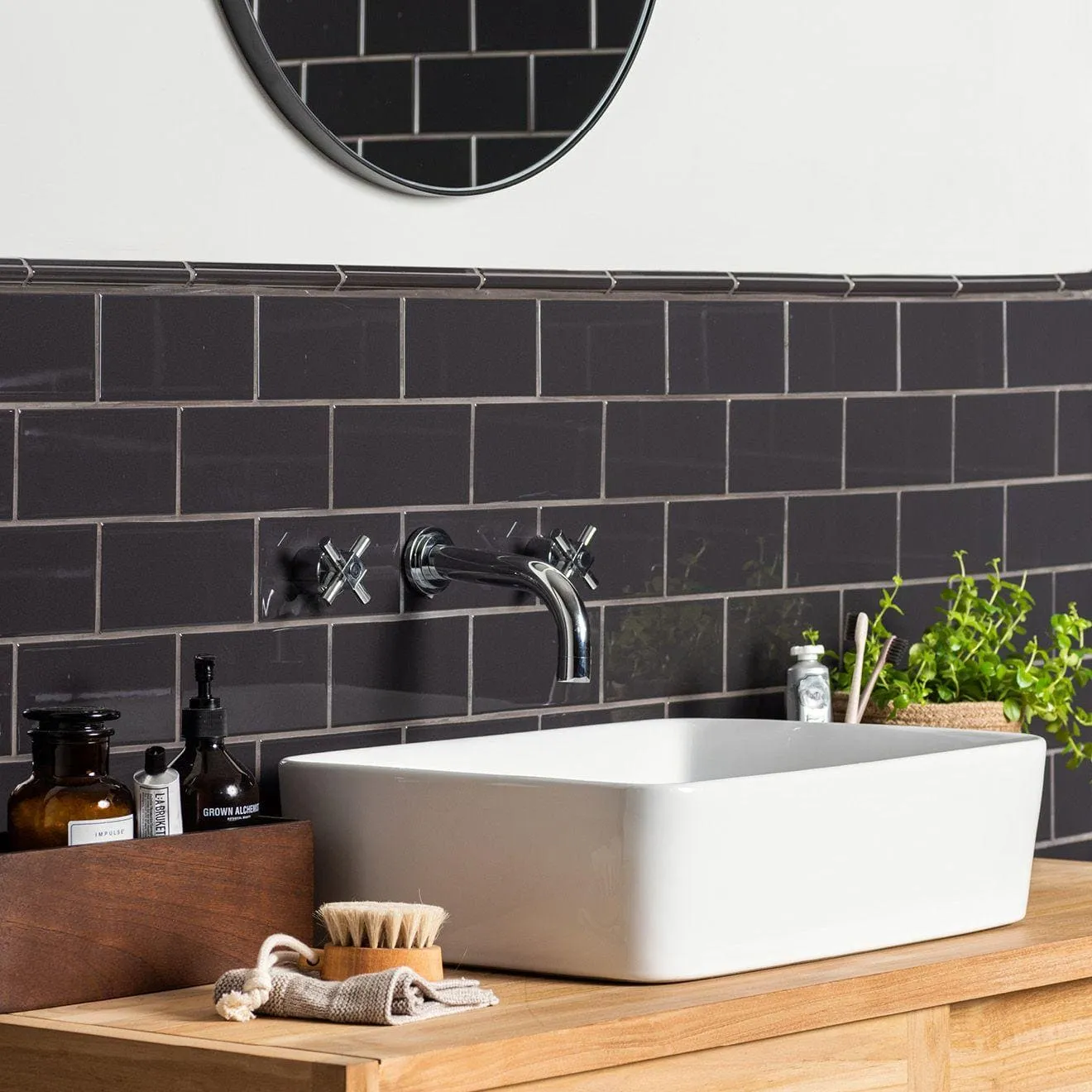 Charcoal Grey Half Tile
