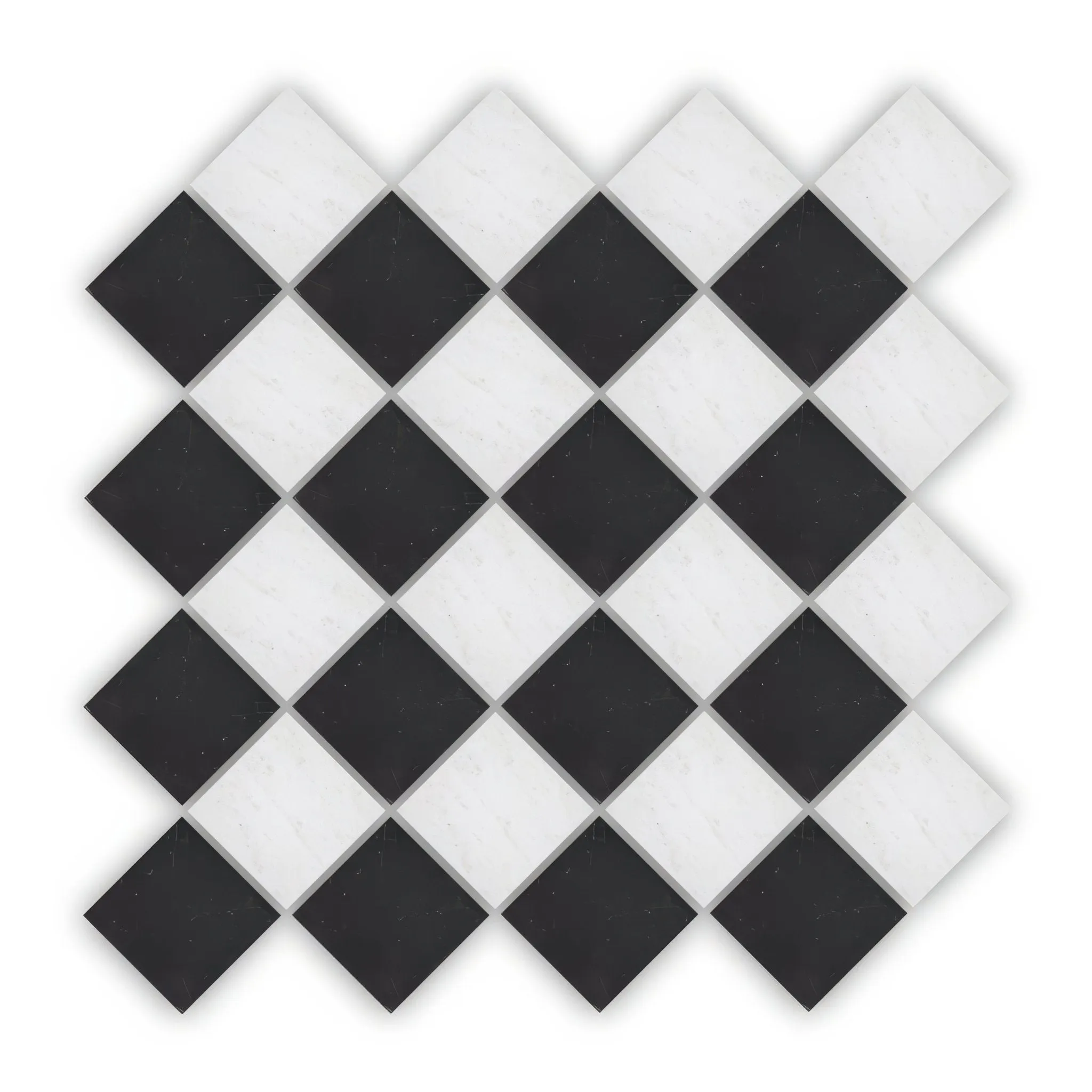 Chequers Court 4.8sq White & Black bevelled edge