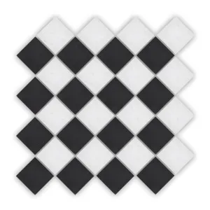 Chequers Court 4.8sq White & Black bevelled edge