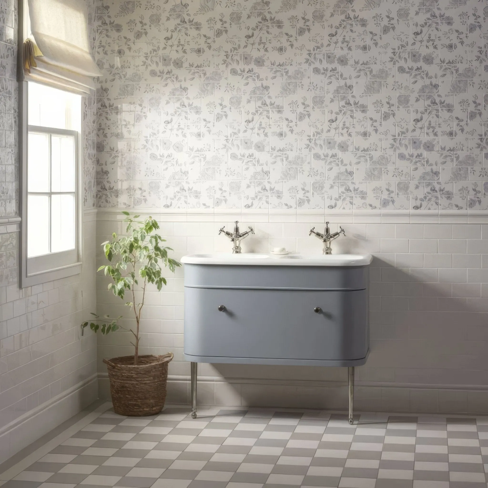 Cottage Garden Blue 18 Tile Panel