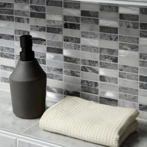 Creswell Grey Stone & Metal Mix Linear Mosaic