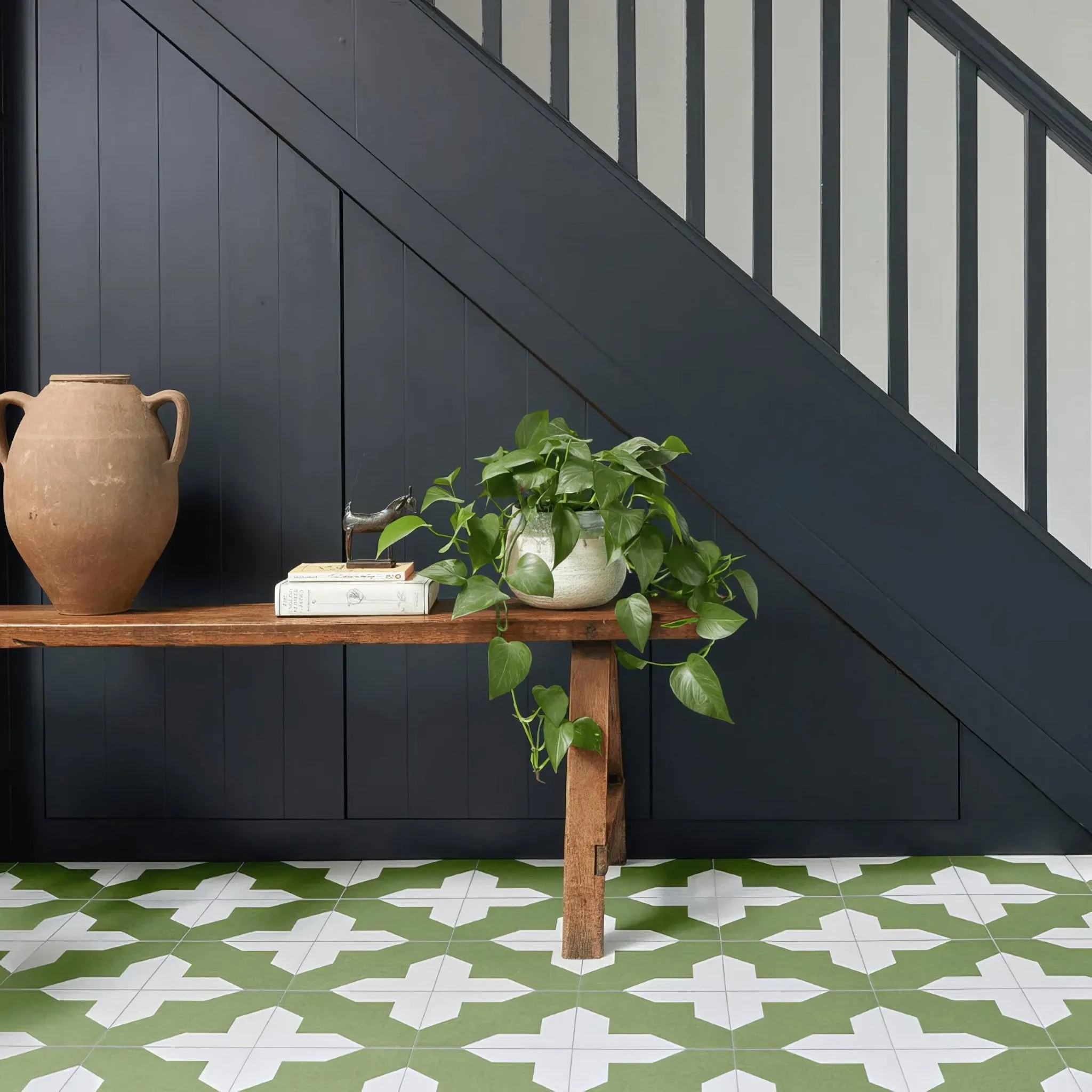 Crosses Forest Green Porcelain Tile