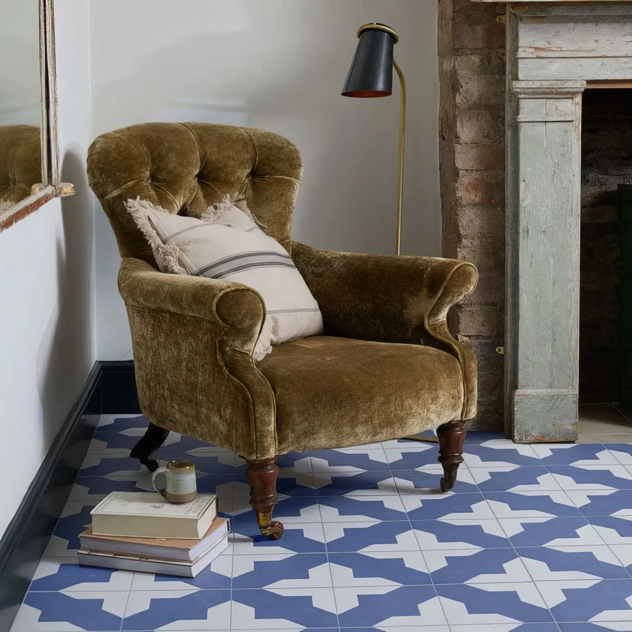 Crosses Navy Porcelain Tile