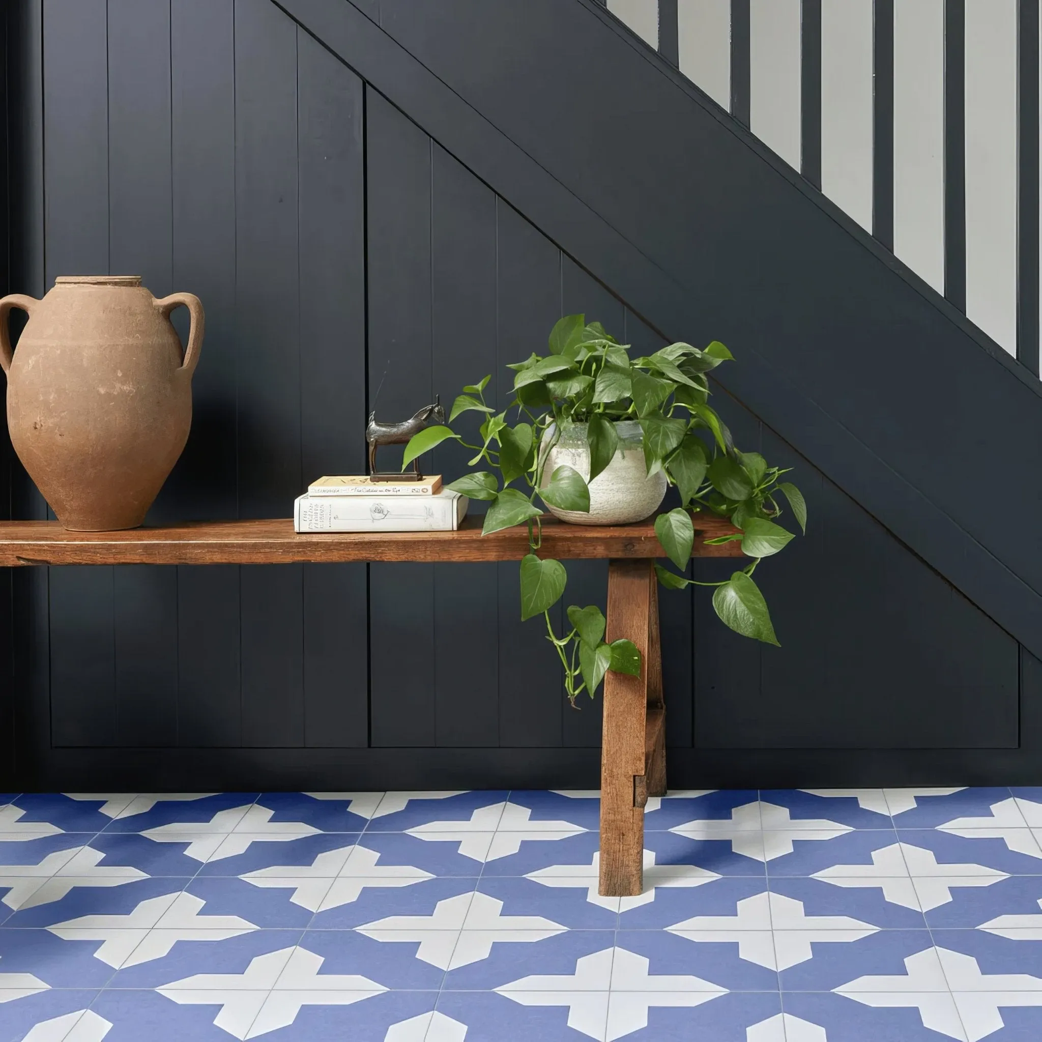 Crosses Navy Porcelain Tile