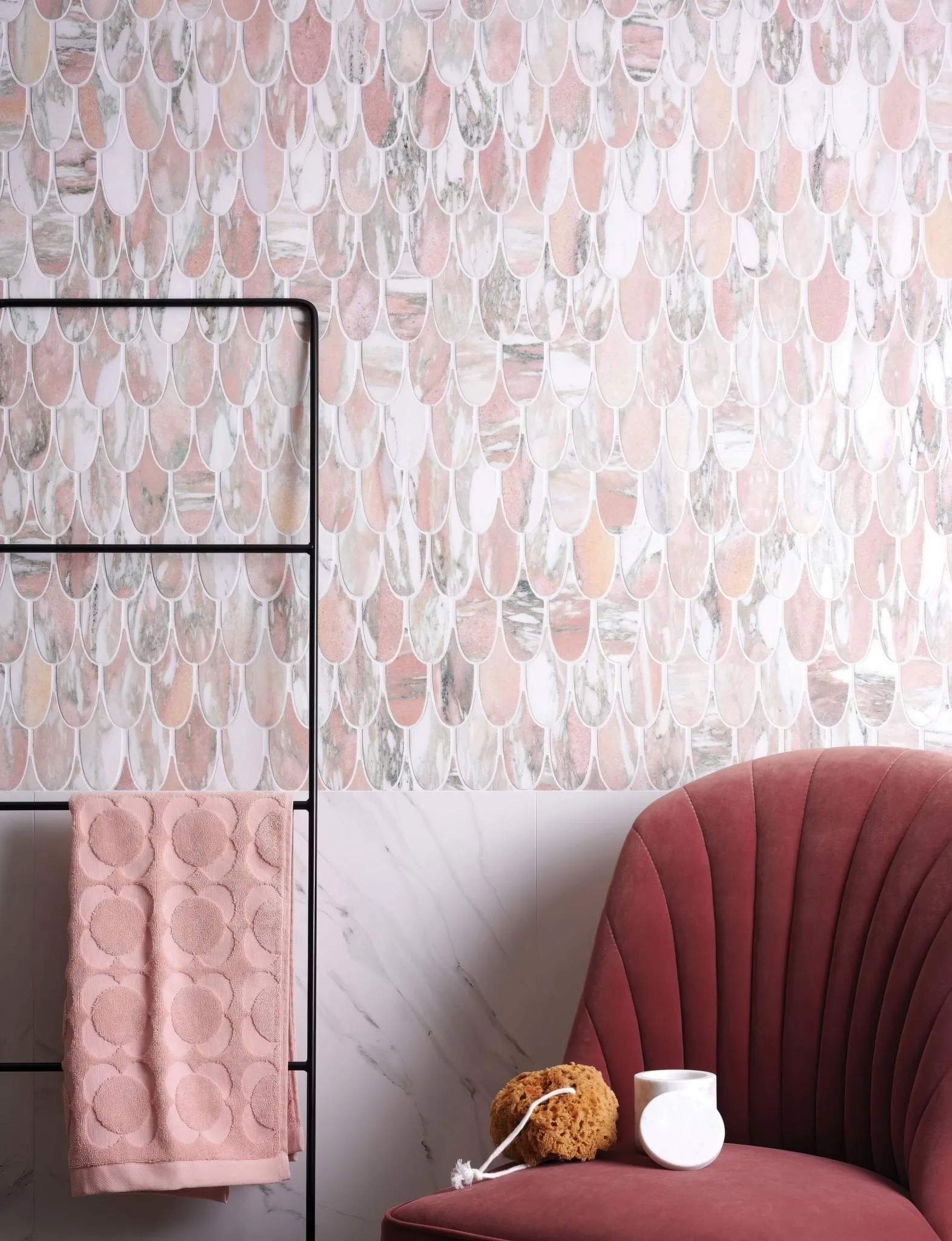 East Java Flamingo Marble Plume Mosaic