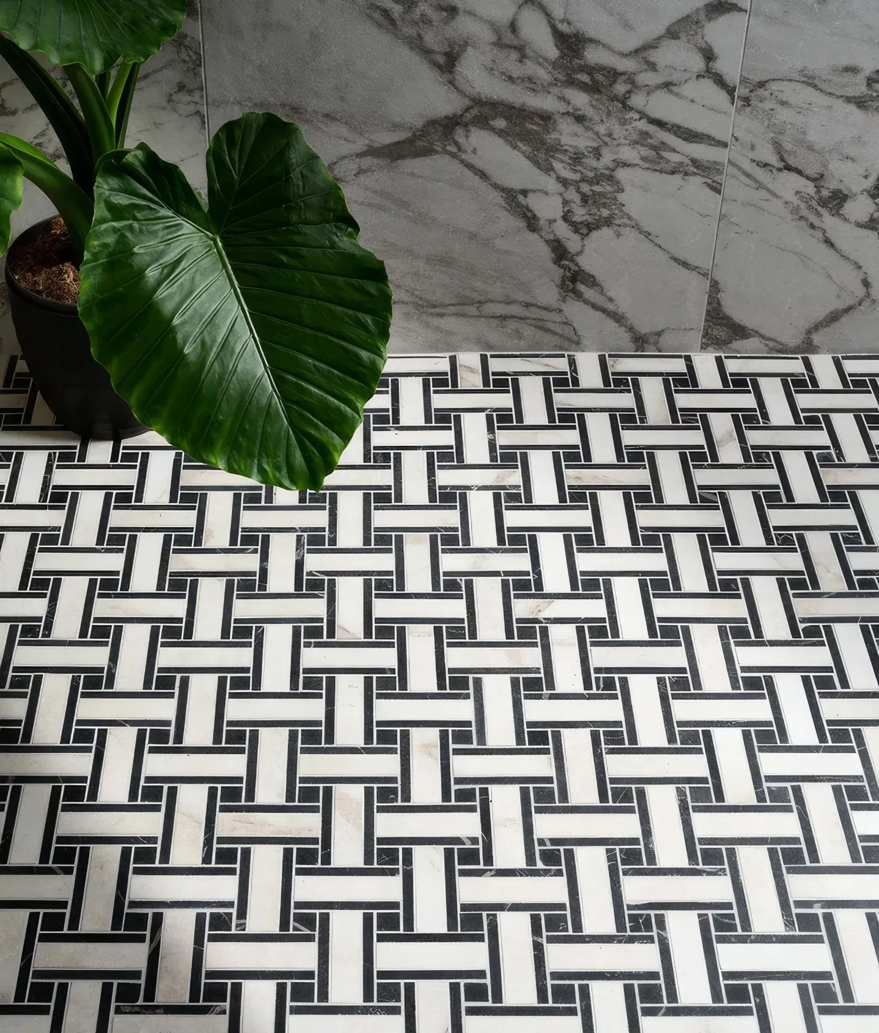 East Village Porcelain Basketweave Bianco