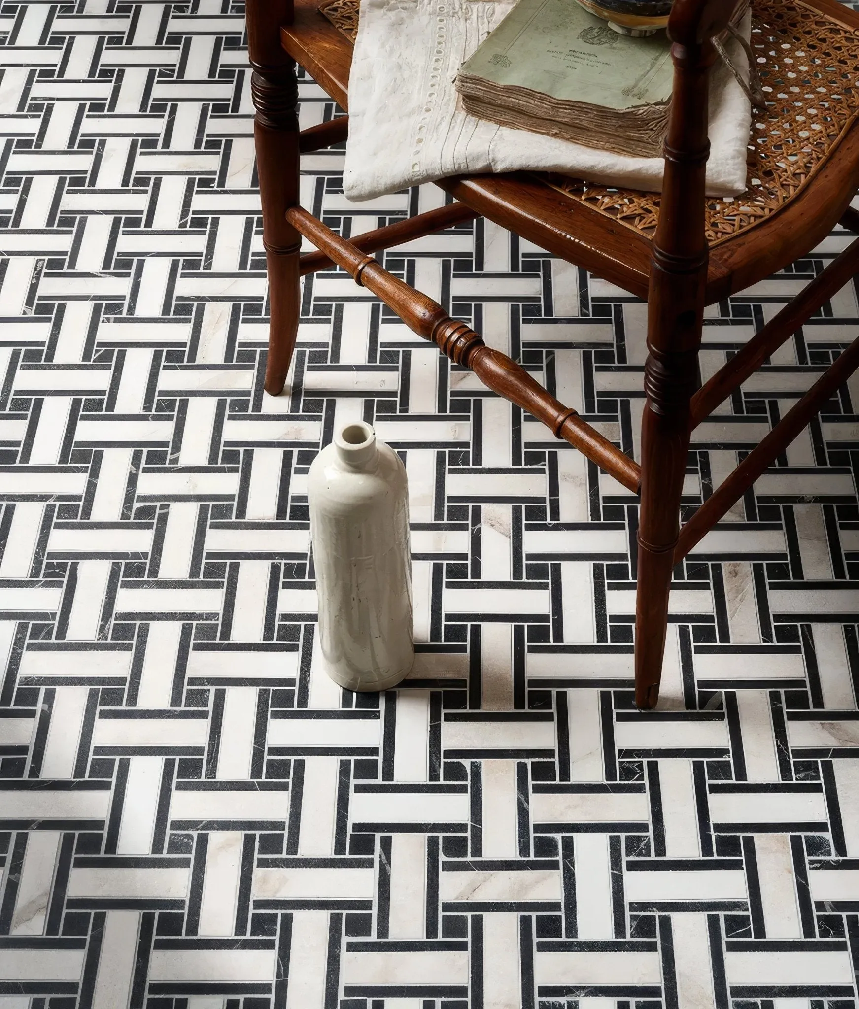 East Village Porcelain Basketweave Bianco