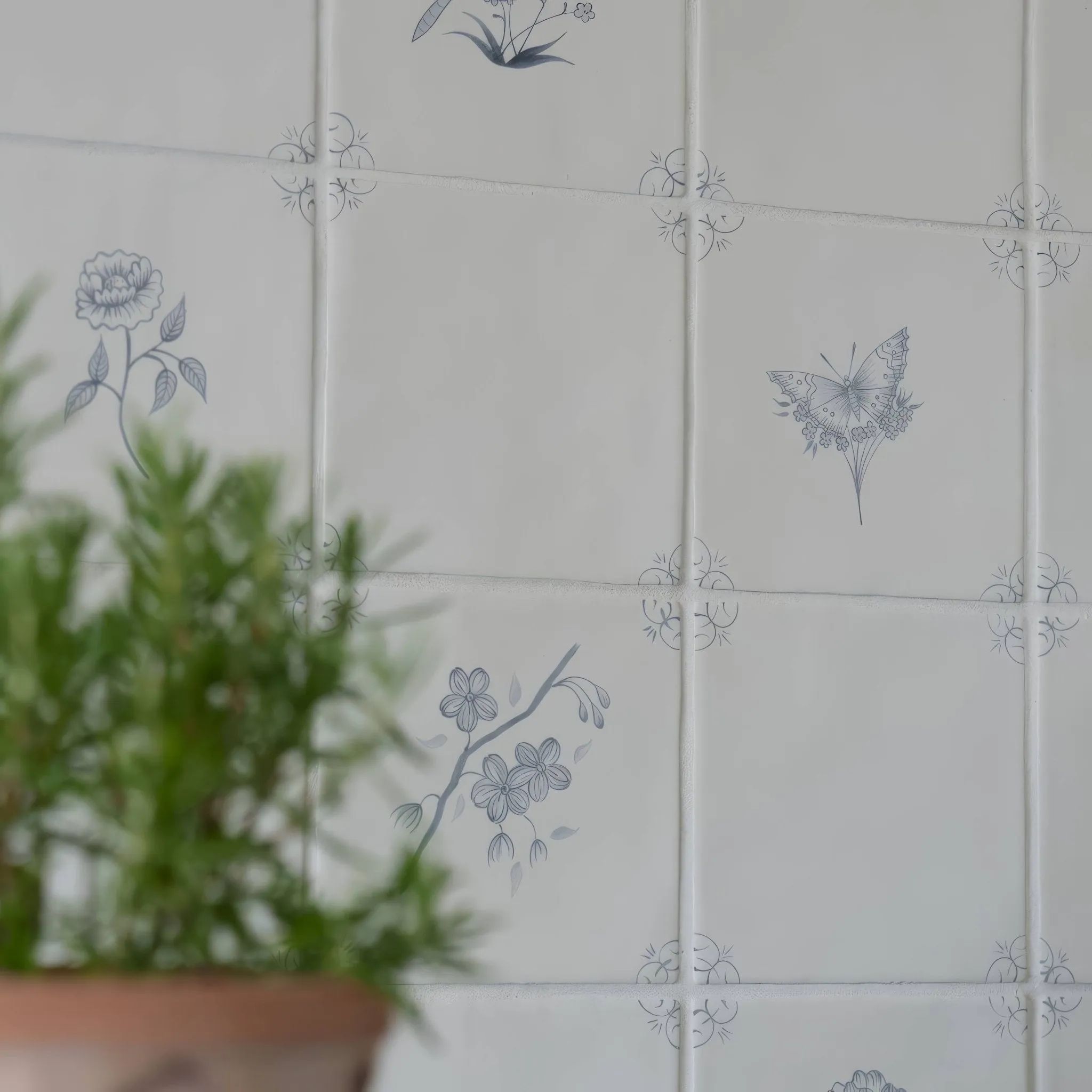 English Delft Charcoal Butterfly 1