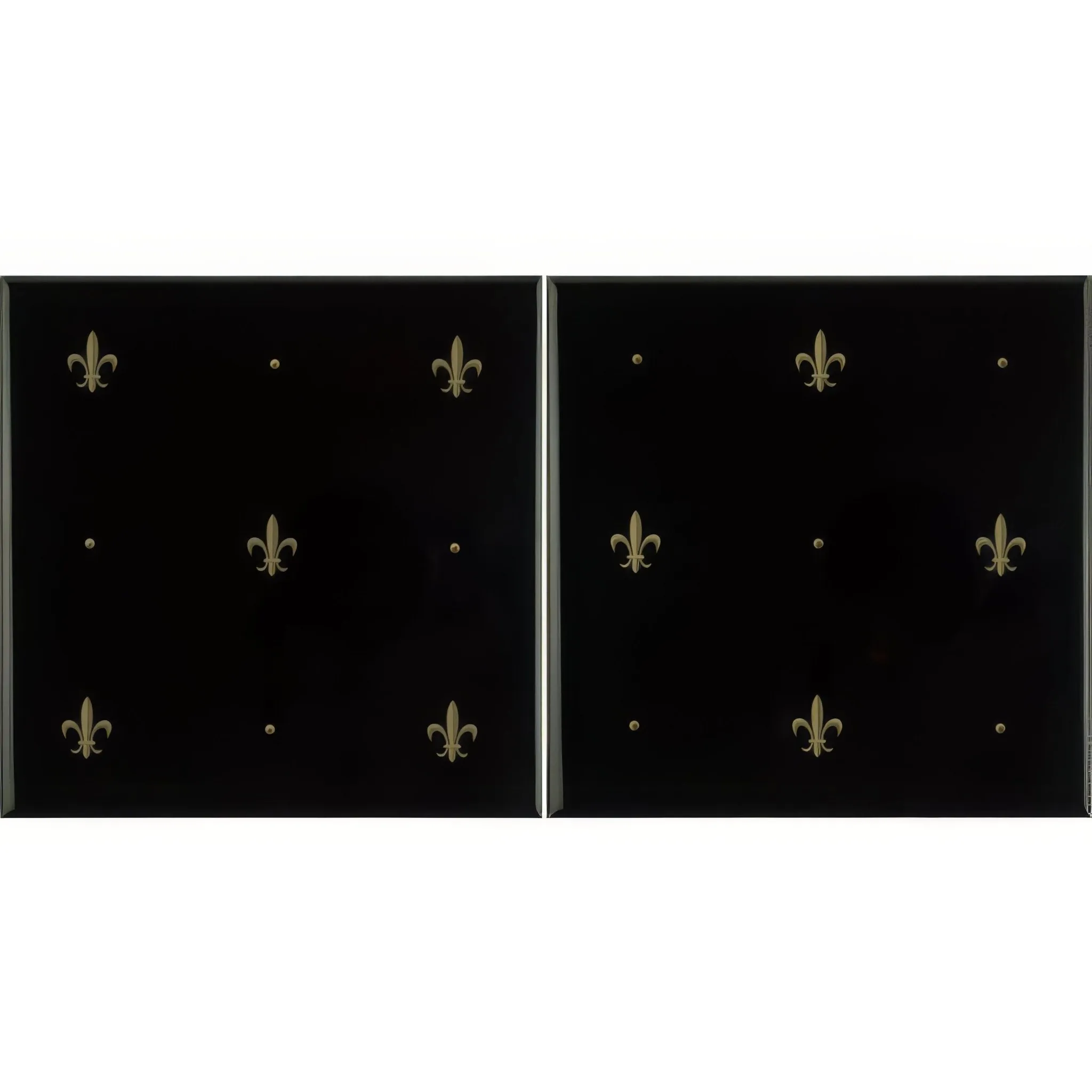 Fleur de Lis Gold on Jet Black (2 Tile Set)