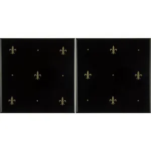 Fleur de Lis Gold on Jet Black (2 Tile Set)