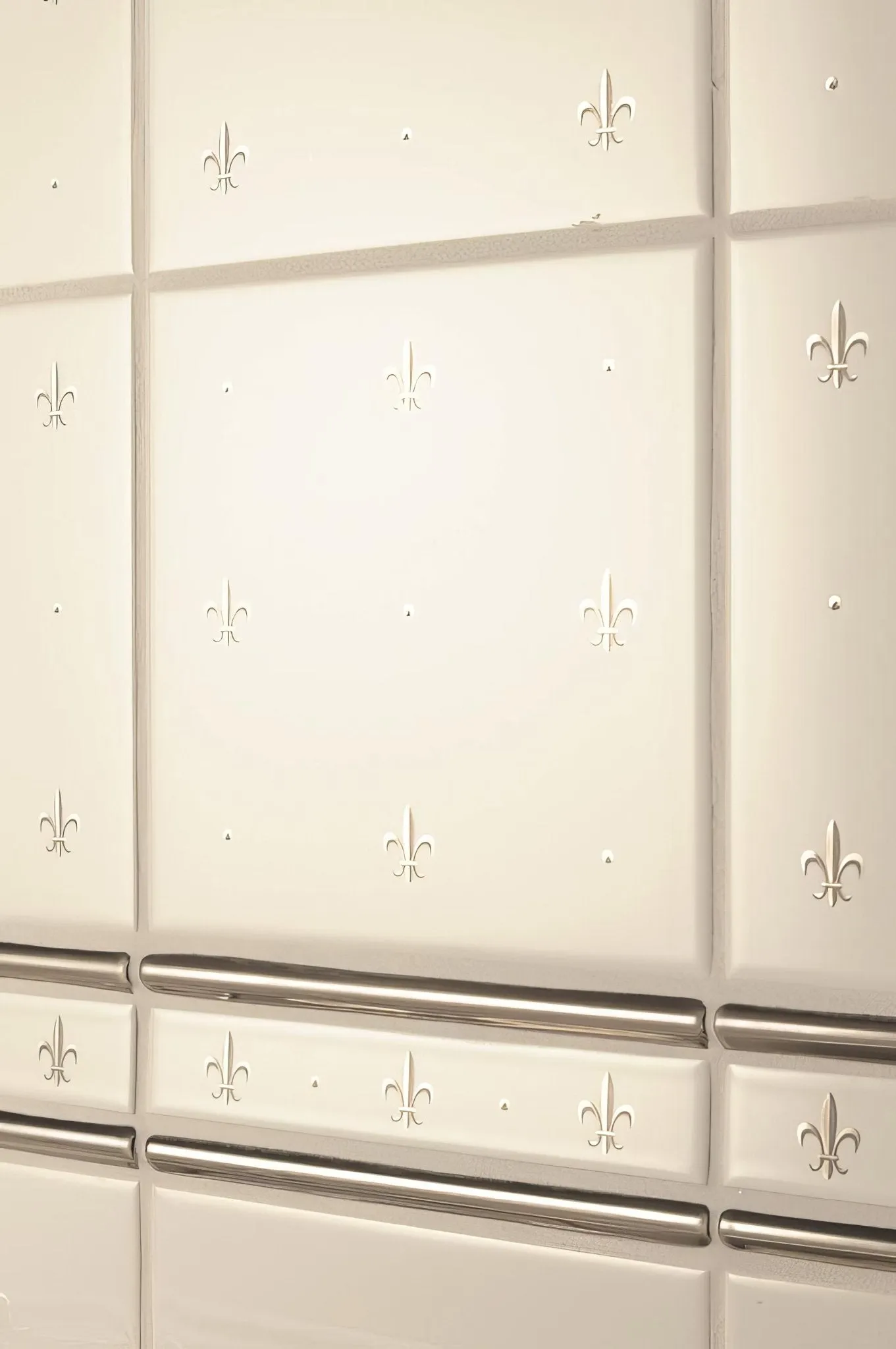 Fleur de Lis Platinum on Brilliant White (2 Tile Set)