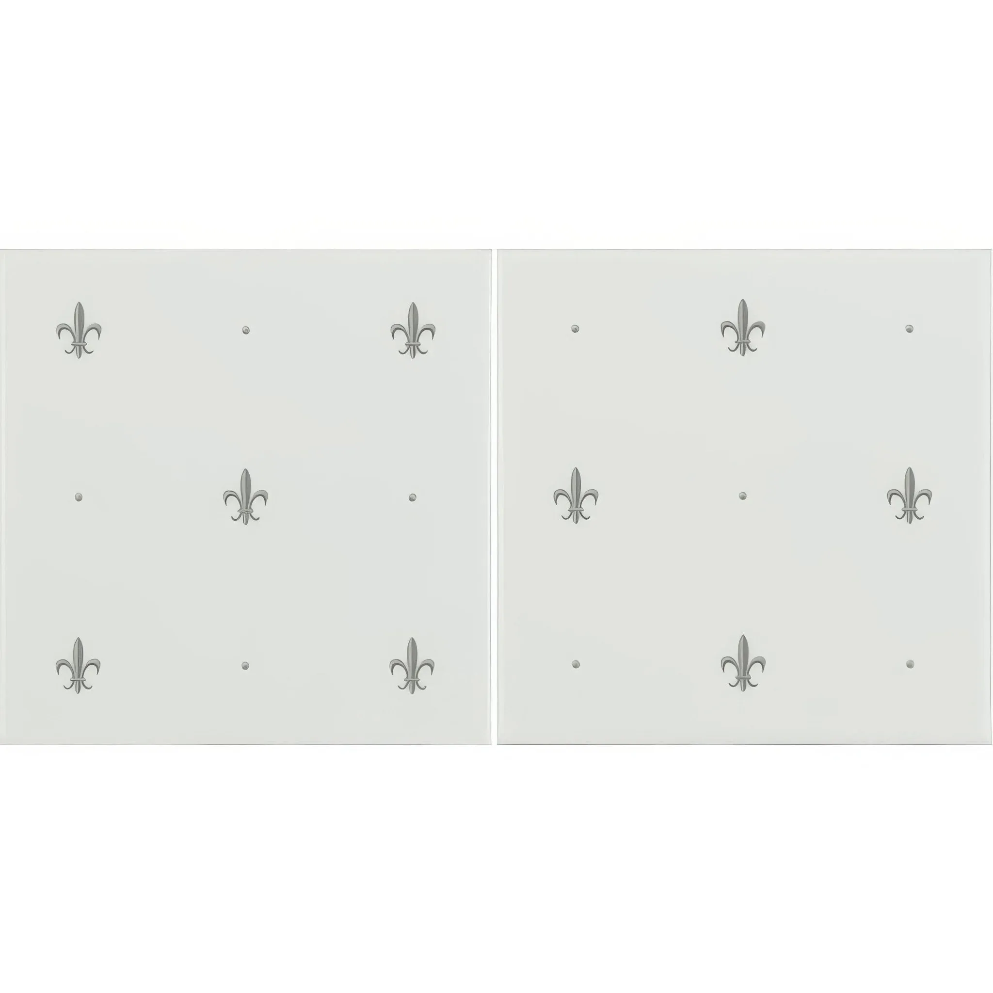 Fleur de Lis Platinum on Brilliant White (2 Tile Set)