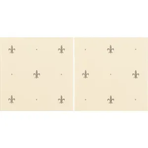 Fleur De Lis Platinum on County White (2 Tile Set)