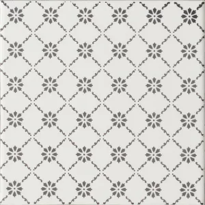 Floral Trellis Grey on Brilliant White