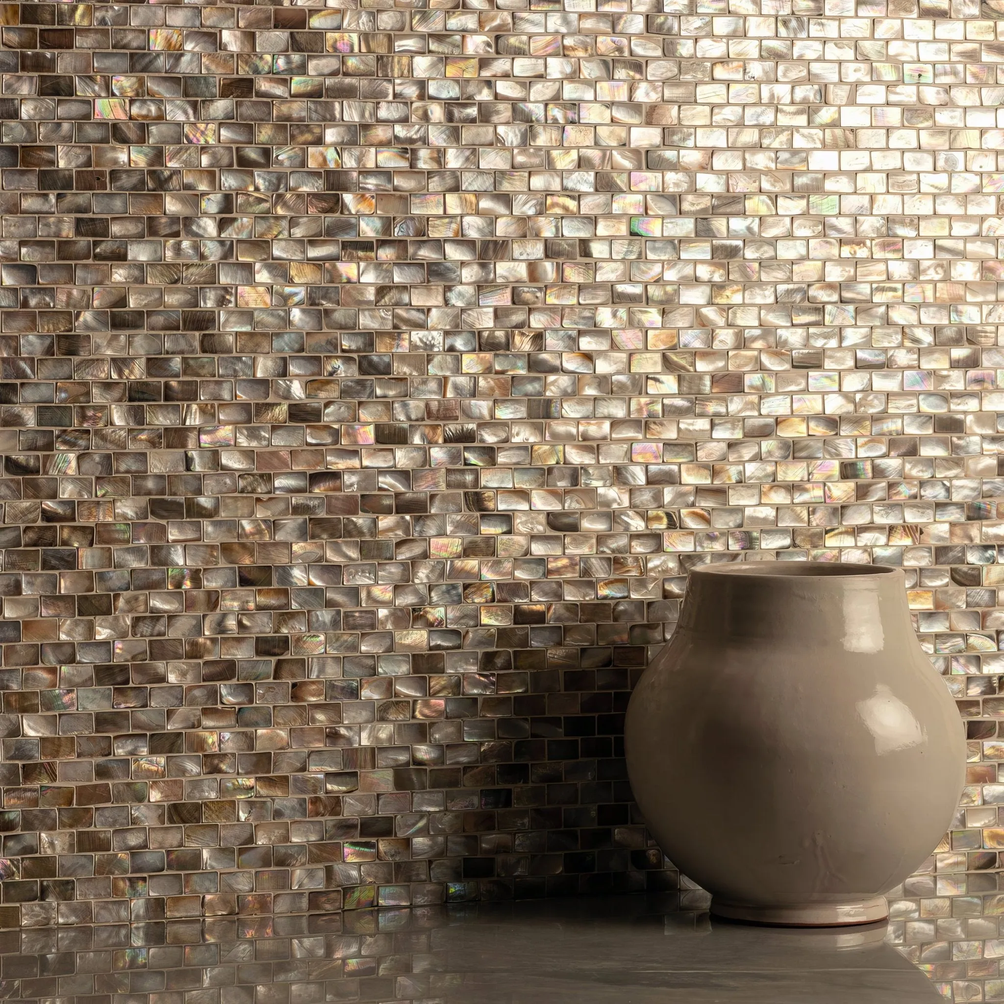 Gold Pearl Brickbond Shell Mosaic