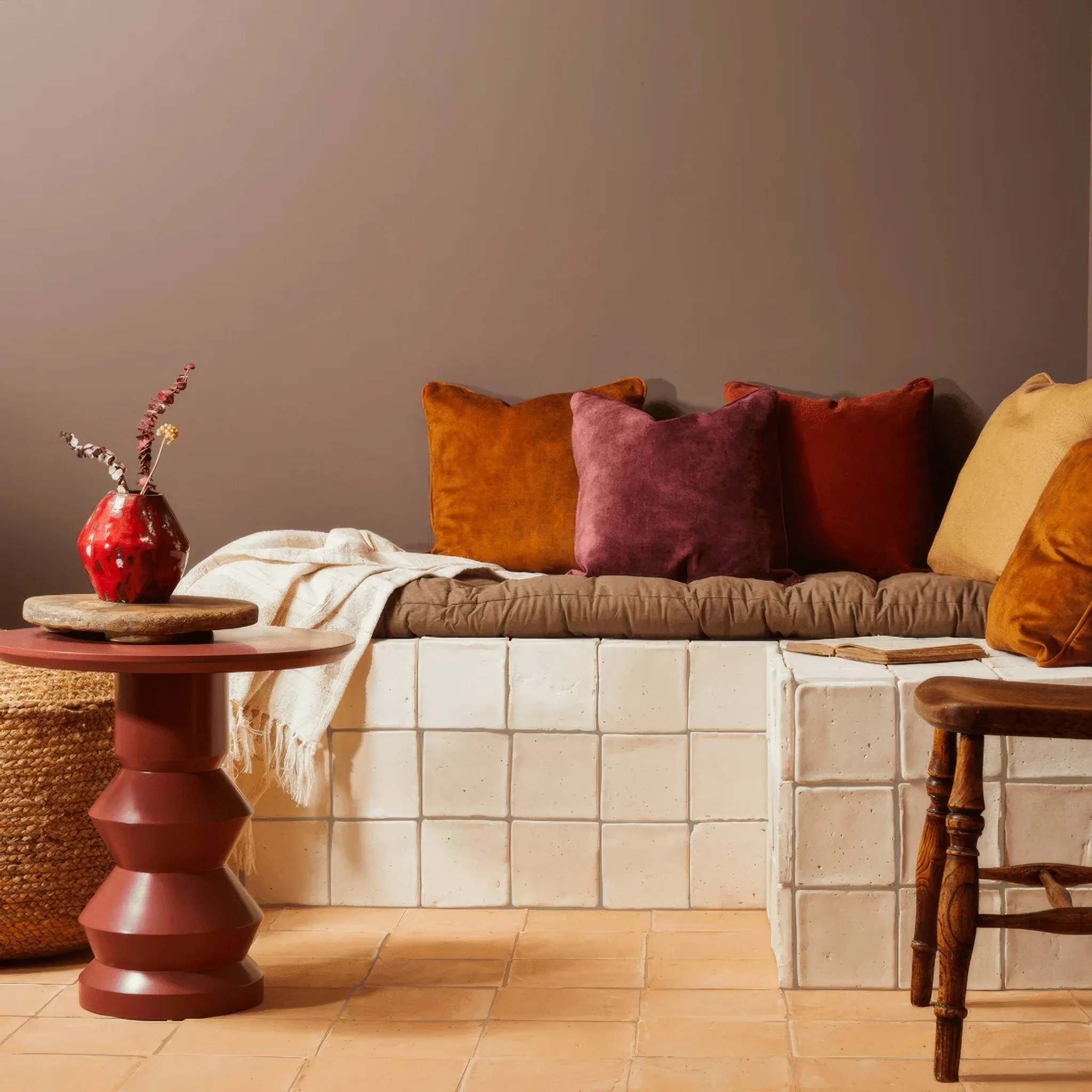 Handmade Large Square Naranja Terracotta