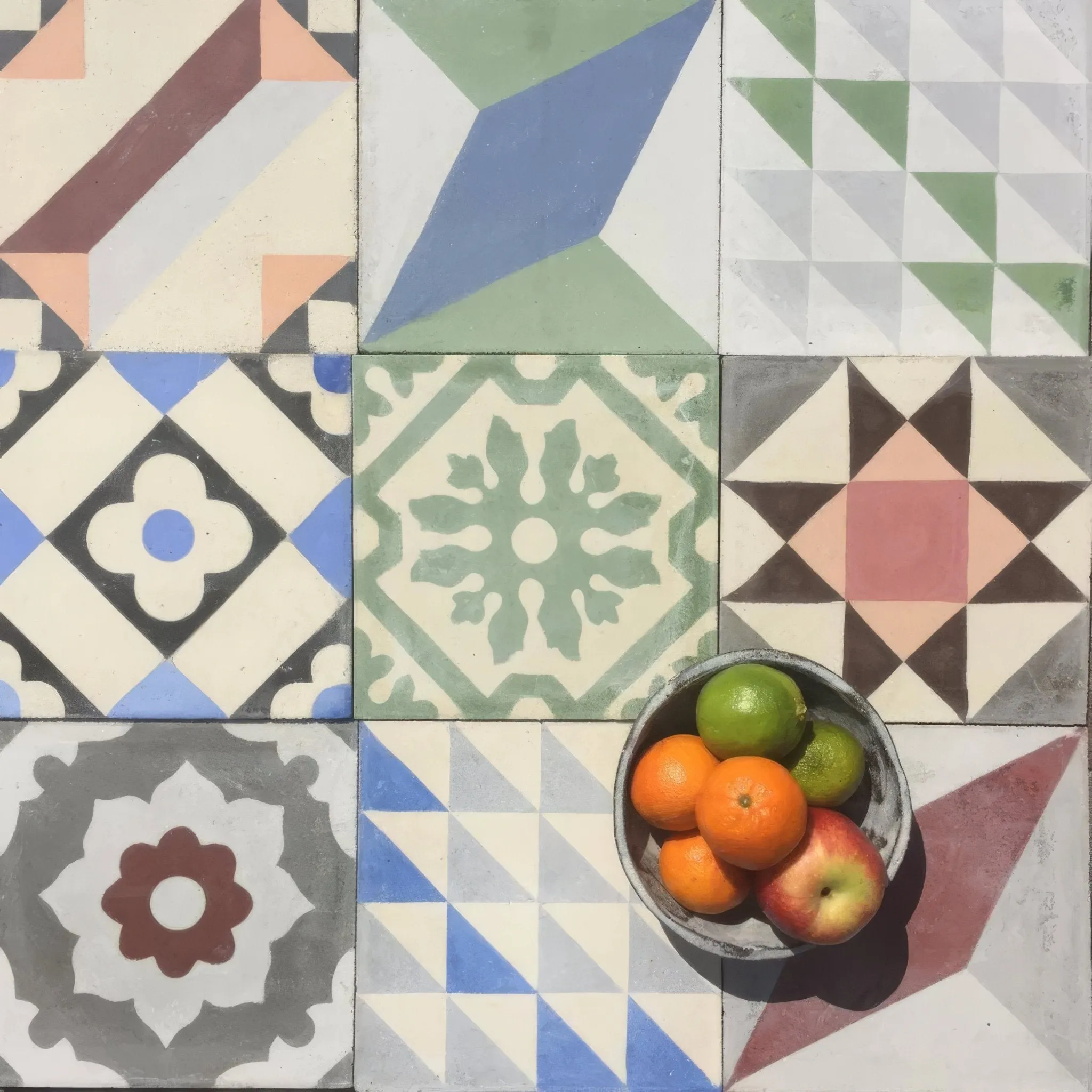 Handmade Patchwork Multi-Coloured Tile